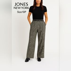 Jones New York Women’s Plaid High Waist Wide Leg Pants Size 10P